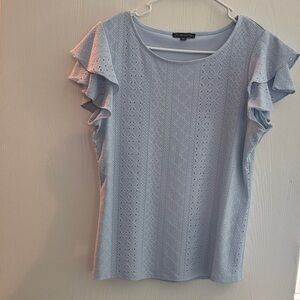 Adrianna Papell Light Blue Eyelet Blouse